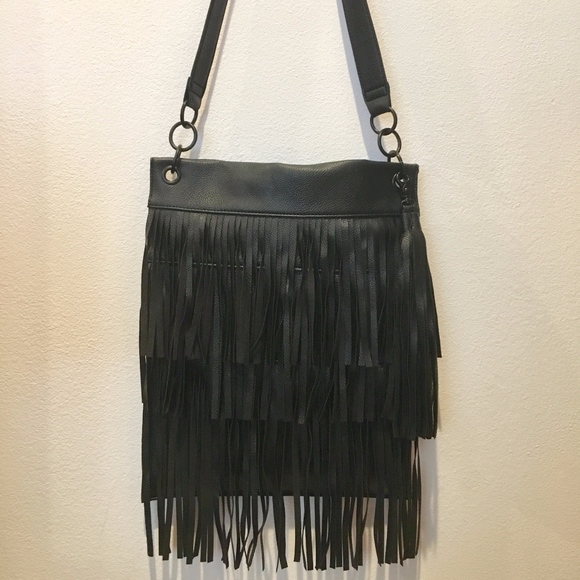 Leith Layered Fringe Leather Shoulder Bag - Picture 3 of 5